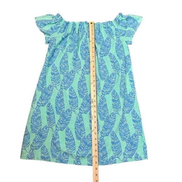 Vineyard Vines Off Shoulder Dress Size XS Green Blue Linen Blend Tropical Summer - Picture 10 of 10